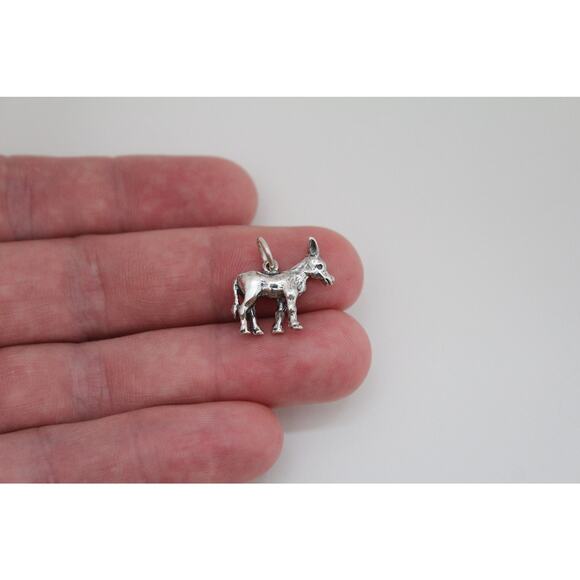 Sterling Silver Donkey Charm, Sterling Silver Oxidized Donkey Charm - Picture 2 of 4